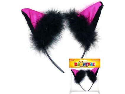 KARNEVAL Čelenka kočka s ušima s peřím v sáčku KARNEVALOVÝ DOPLNĚK
