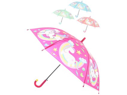 Deštník dětský jednorožci vystřelovací 84x66cm pro holky 4 barvy
