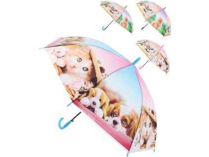 Deštník dětský s foto obrázkem pejsci a kočičky holčičí různé druhy
