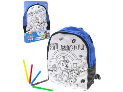 Batoh Tlapková Patrola 26x37cm vybarvovací set s 5 fixy