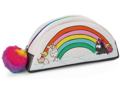 Penál holčičí Jednorožci Jin a Jang dětské školní pouzdro s bambulkou