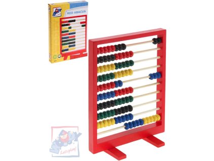 WOODY DŘEVO Počitadlo dětské 26cm červený rám 100 kuliček