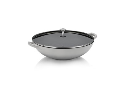 KELA Wok litinový s poklicí CALIDO 36 cm šedá KL-12610