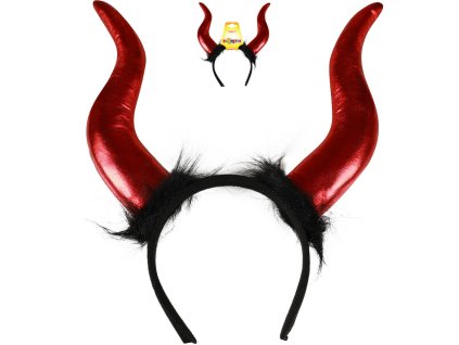 KARNEVAL Čertí rohy s peřím maxi čelenka *KARNEVALOVÝ DOPLNĚK*