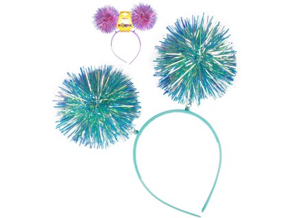 KARNEVAL Pom-pom čelenka s třásněmi 2 barvy *KARNEVALOVÝ DOPLNĚK*