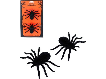 Pavouk černý Halloween dekorace zvířátko set 2ks guma