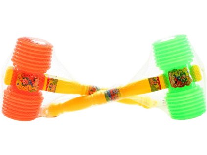 Kladivo barevné 39cm soft pískací plastové se zvukem 2 barvy v síťce