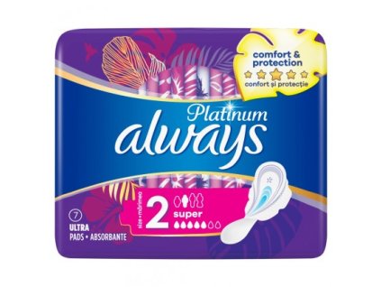 Always Platinum Super hygienické vložky s křidélky 7 ks