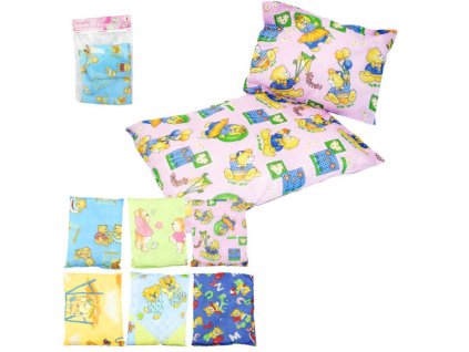 Peřinka + polštářek set do postýlky pro panenky 2ks různé barvy a motivy