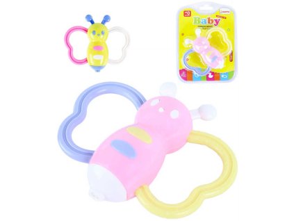 Baby chrastítko včelka pastelové různé barvy pro miminko plast