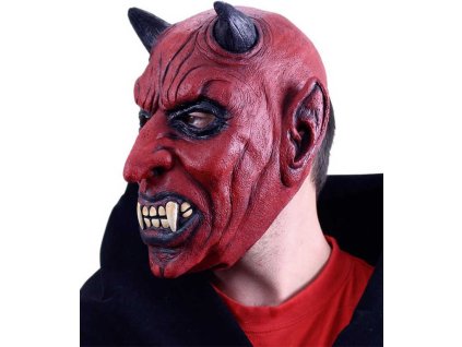 KARNEVAL Maska celoobličejová čert s ušima latex KARNEVALOVÝ DOPLNĚK