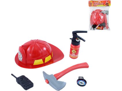 Hasičská dětská sada malý hasič s helmou a doplňky v sáčku plast