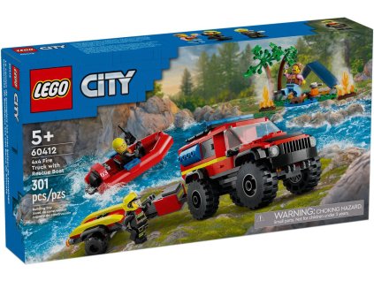 LEGO CITY Auto hasičský vůz 4x4 a záchranný člun 60412 STAVEBNICE