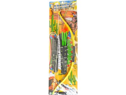 Indiánský set luk 50cm se 3 šípy a nožem plast na kartě