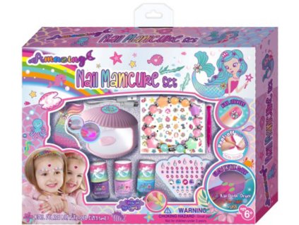 Nehtové studio velká dětská sada se slupovacími laky a UV lampou USB