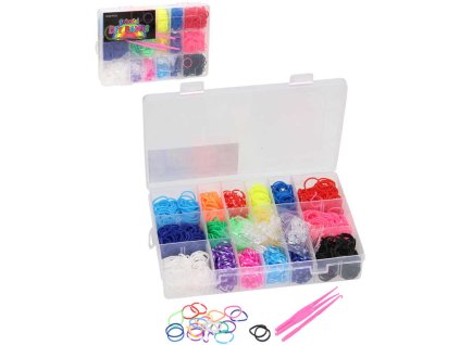 UDĚLEJ SI NÁRAMEK Gumičky LOOM BANDS 1440ks set s doplňky mix barev