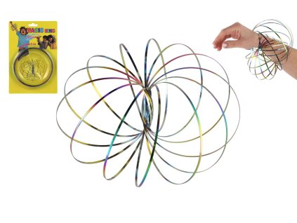 Flow/Magic Ring kovová duhová spirála průměr 13cm na kartě 16x23,5cm