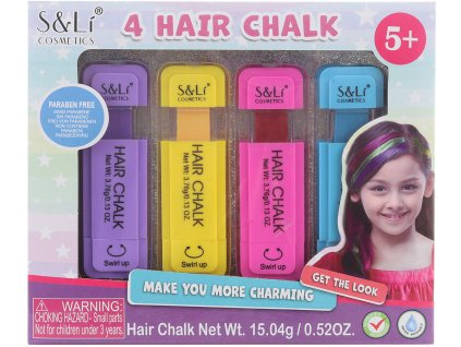 Křídy vlasové barevné dětské na vlasy set 4 barvy v krabičce