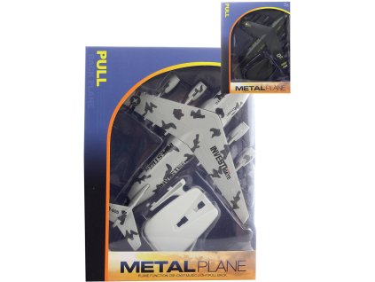 Letadlo army kovové zpětný chod se stojánkem na baterie 2 barvy Světlo Zvuk