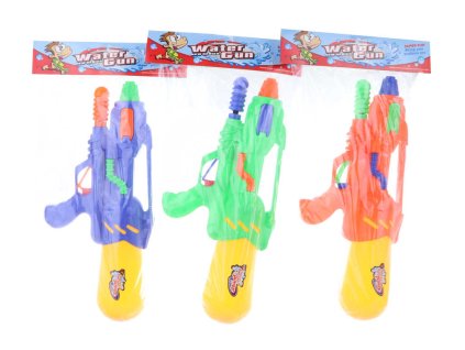 Pistole vodní barevná 40cm se zásobníkem na vodu 3 barvy plast v sáčku