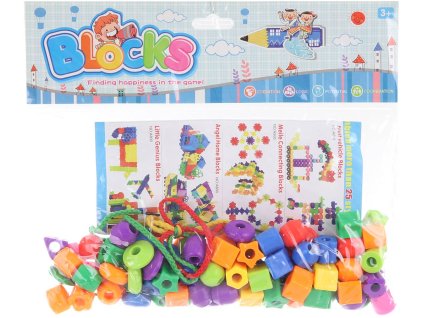 Korálky barevné navlékací malé různé tvary set s provázky