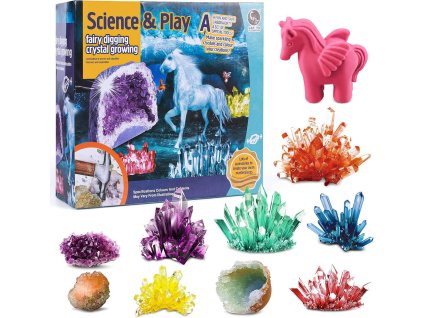 Výroba krystalů a tesání jednorožec vědecký kreativní set v krabici