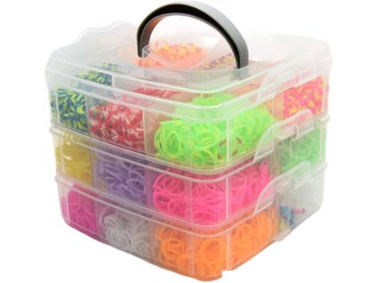 UDĚLEJ SI NÁRAMEK Gumičky LOOM BANDS 3000ks set s doplňky velký box