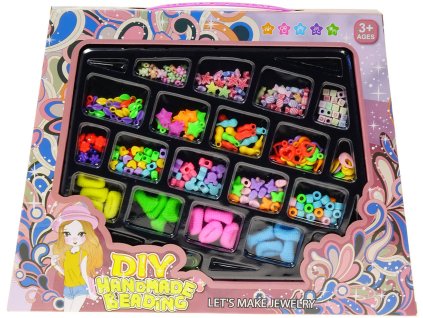 Korálky navlékací s přívěsky a gumičkami kreativní set výroba dětské bižuterie