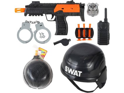 Policejní dětská sada samopal s přilbou a doplňky speciální jednotky SWAT