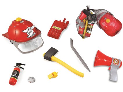 Hasičská dětská sada přilba s megafonem a doplňky plast