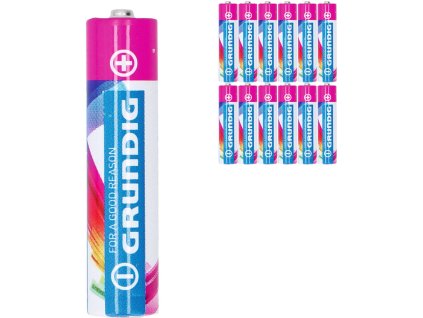 Baterie AAA alkalická mikrotužková LR03 1,5V set 12ks na kartě Grundig VÝPRODEJ 2024