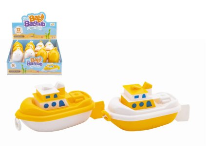 Loď/Lodička na natažení do vody plast 7x8x15cm 2 barvy 12ks v boxu