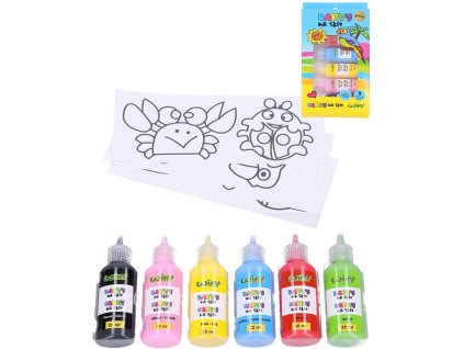 Barvy na sklo glitter se třpytkami set 5x 22ml + černá kontura se šablonami