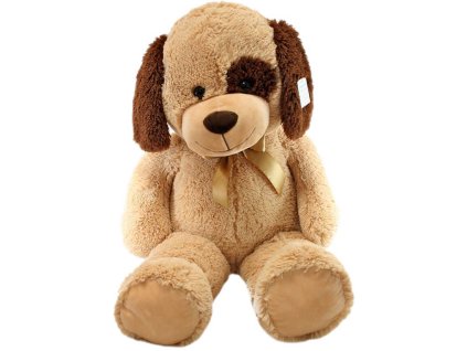 PLYŠ Pes béžový sedící 90cm s flíčkem *PLYŠOVÉ HRAČKY*