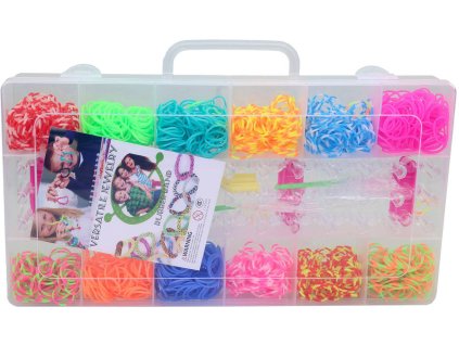 UDĚLEJ SI NÁRAMEK Gumičky LOOM BANDS 1400ks set s doplňky mix barev
