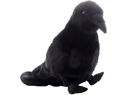 PLYŠ Pták havran 25cm na baterie Zvuk *PLYŠOVÉ HRAČKY*