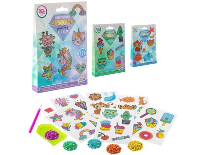 GRAFIX Diamantové samolepky kreativní set lepení kamínků diamond painting 3 druhy
