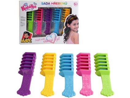 Barvy na vlasy Natálka dětský kadeřnický set hřebeny s křídovou barvou 5ks