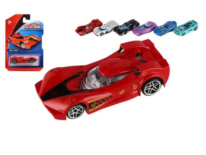 Auto sportovní kov/plast 8cm na volný chod mix druhů na kartě 11x16,5cm