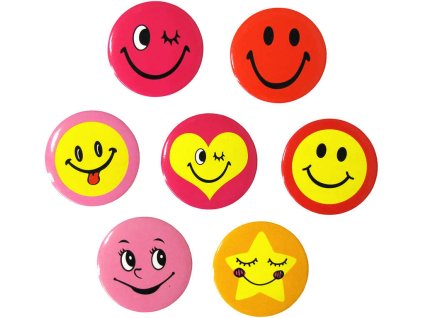 Odznak smajlík velký barevný 4,5cm různé druhy