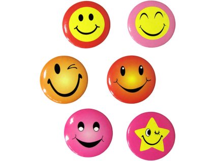 Odznak smajlík malý kulatý 3cm barevný různé druhy