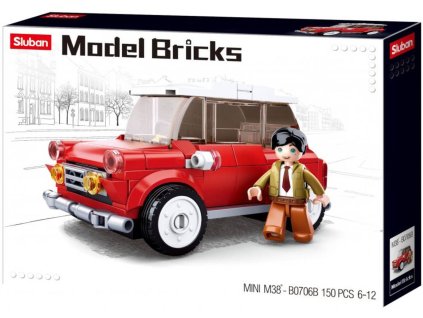 SLUBAN Model Bricks Auto Mini vůz červený 150 dílků + 1 figurka STAVEBNICE