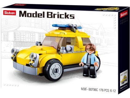 SLUBAN Model Bricks Volksauto žluté 176 dílků + 1 figurka STAVEBNICE