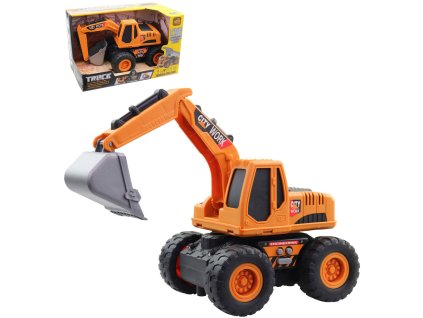 Bagr pracovní stavební stroj funkční na baterie Světlo Zvuk