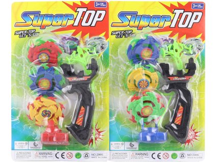 Super Top vystřelovací káča set 3ks s vystřelovačem 2 druhy plast