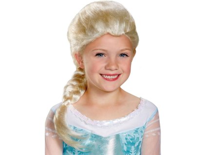 KARNEVAL Paruka Elsa dětská s copánkem Frozen (Ledové Království)
