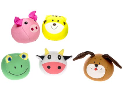 Míček soft látkový zvířátko na baterie zvuk 9 cm 5 druhů BABY