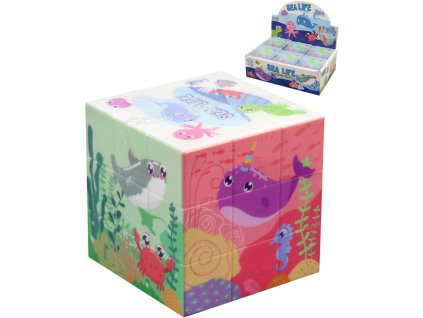 Hra kostka magická zvířátka vodní svět obrázková skládací hlavolam plast
