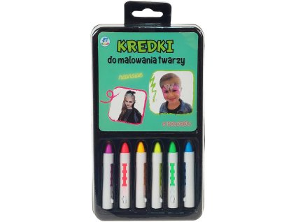 Tužky neonové barevné na malování na obličej set 6 barev