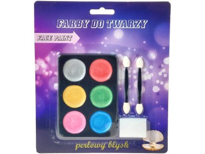Barvy na obličej dětské perleťové 6 barev s aplikátory